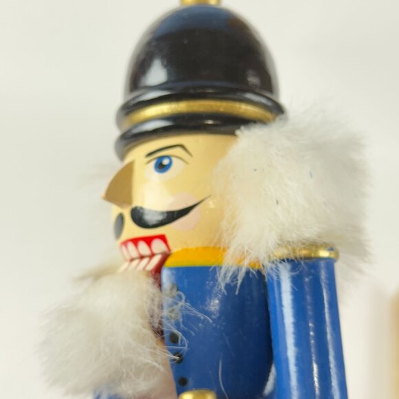Vintage Handcrafted Wooden Nutcracker Soldier Figurine Decor Blue Uniform - Picture 7 of 8